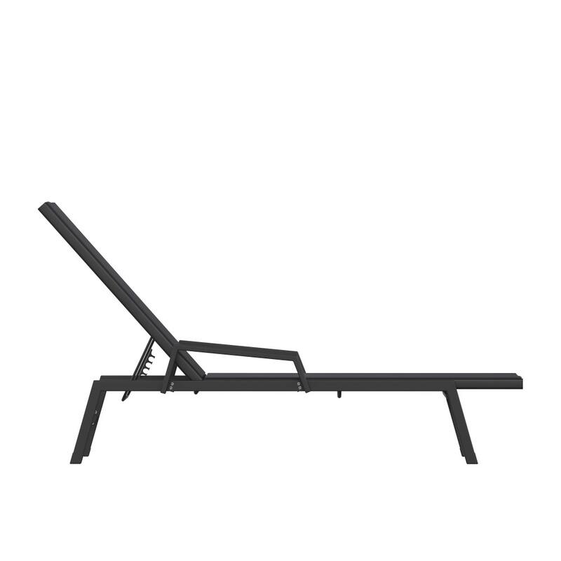 All-Weather Textilene Adjustable Chaise Lounge Chair with Arms
