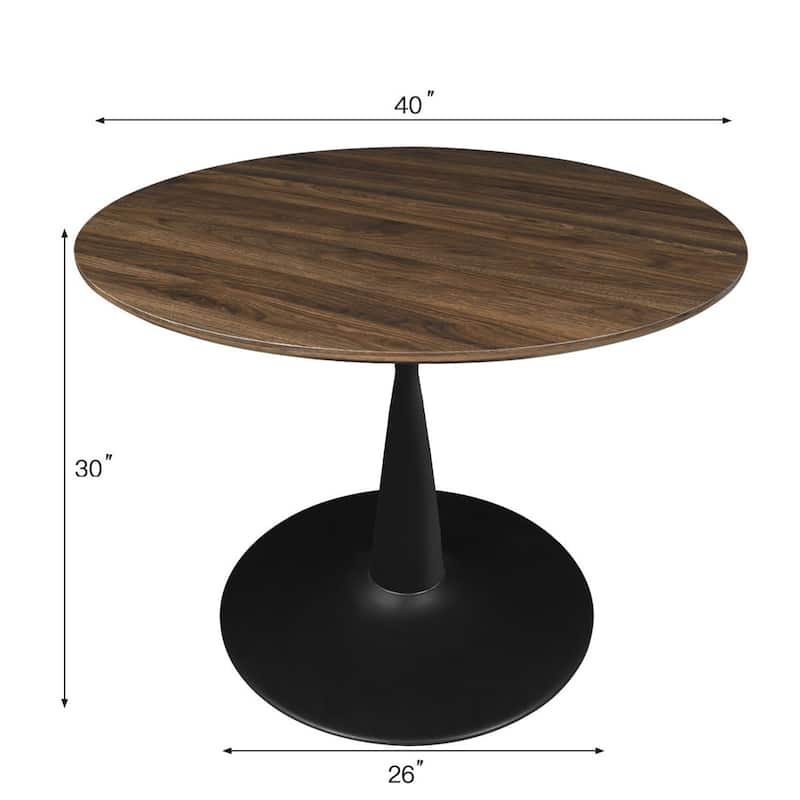 Round Walnut Color Dining Table