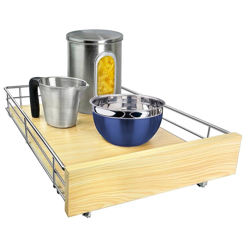 LYNK PROFESSIONAL® SELECT™ Pull Out Cabinet Organizer, 14" x 21" - Slide Out Drawers for Kitchen Cabinets, Wood Chrome