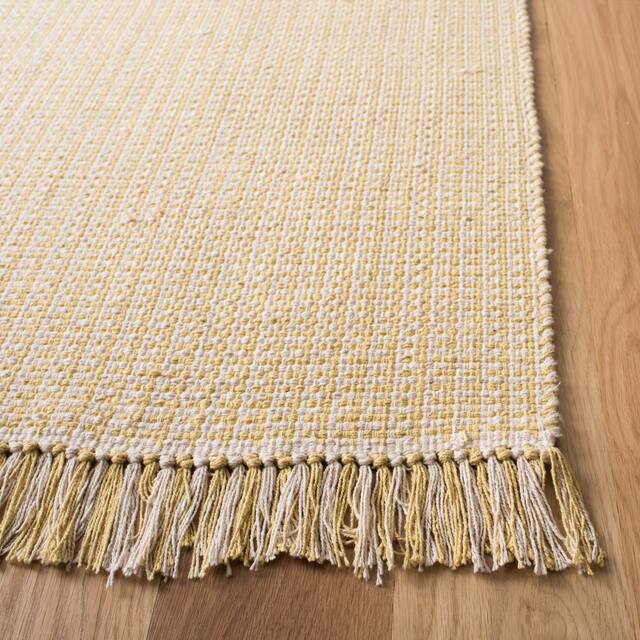 SAFAVIEH Handmade Montauk Rukhsana Flatweave Cotton Fringe Rug
