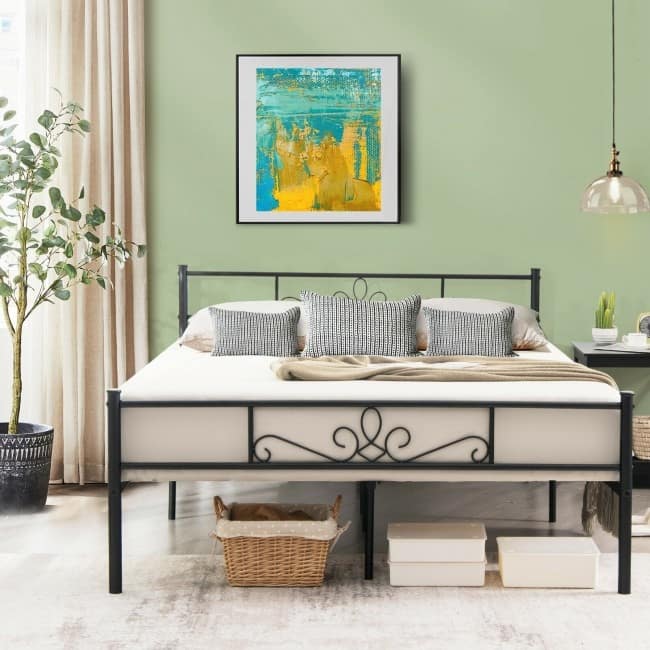 Metal Bed Frame with Headboard and Footboard
