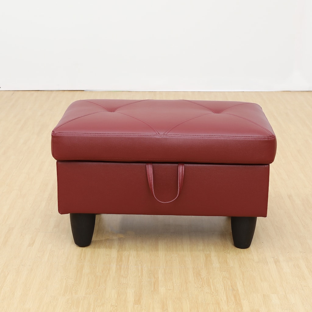 Statement Red PU Storage Ottoman Footstool