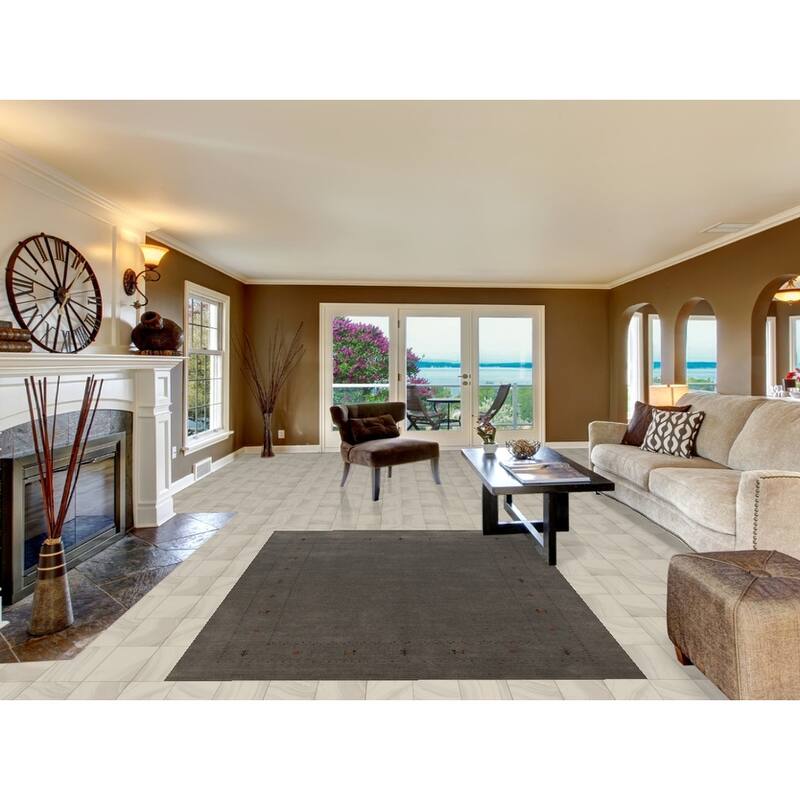 Gray Gabbeh Oriental Area Rug Hand-Knotted Wool Carpet - 5'5" x 7'8"