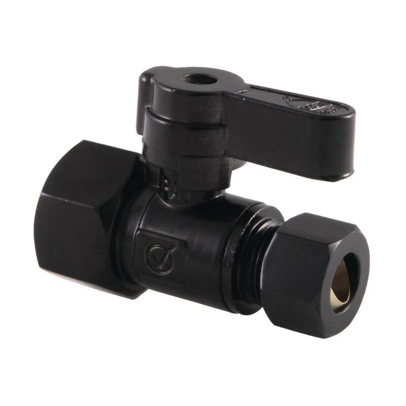 Kingston Brass 1/2" FIP X 3/8" OD Comp Straight Stop Valve - Matte Black