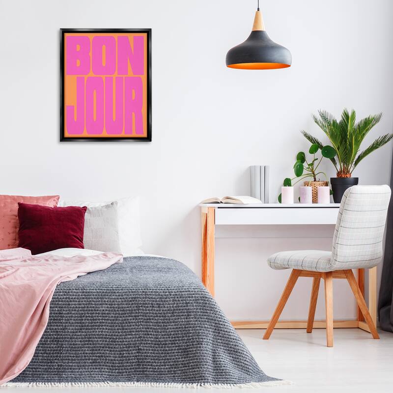 Stupell Bonjour Pink & Orange Framed Floater Canvas Wall Art Design By House of Lulu