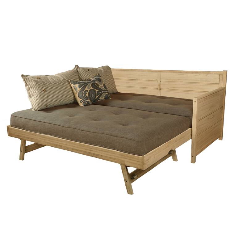 Somette Marisa Daybed with Pop Up Trundle in Weathered White with Mattresses