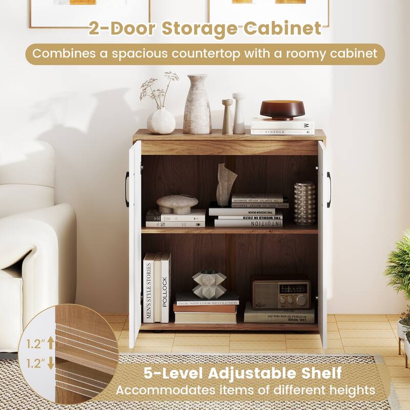 Engineered Wood Storage Bar Cabinet with Adjustable Shelves and Soft-Close Doors - 31.5" L x 13" W x 32.5" H