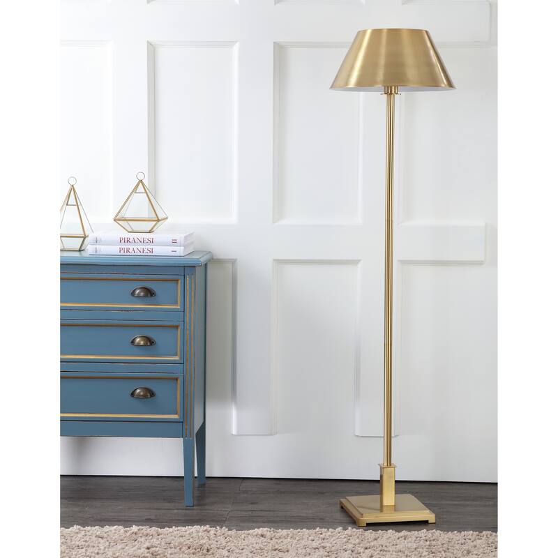 Odette 60" Metal LED Floor Lamp, Brushed Brass by JONATHAN Y - 60" H x 15.75" W x 15.75" D