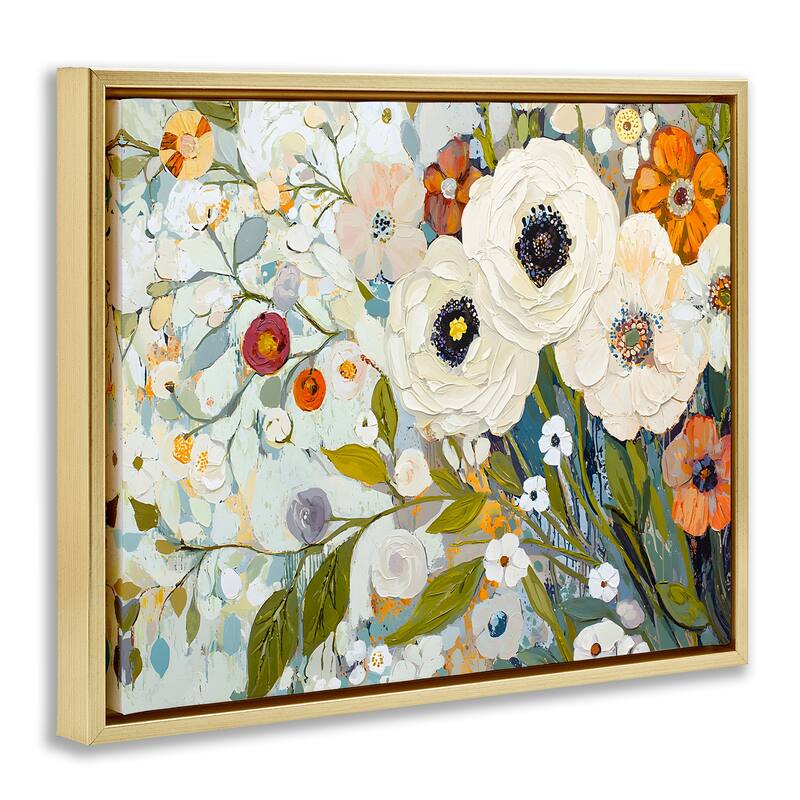 Stupell Blooming Round Flowers Arrangement Framed Floater Canvas Wall Art Design By Franklyn Gregory