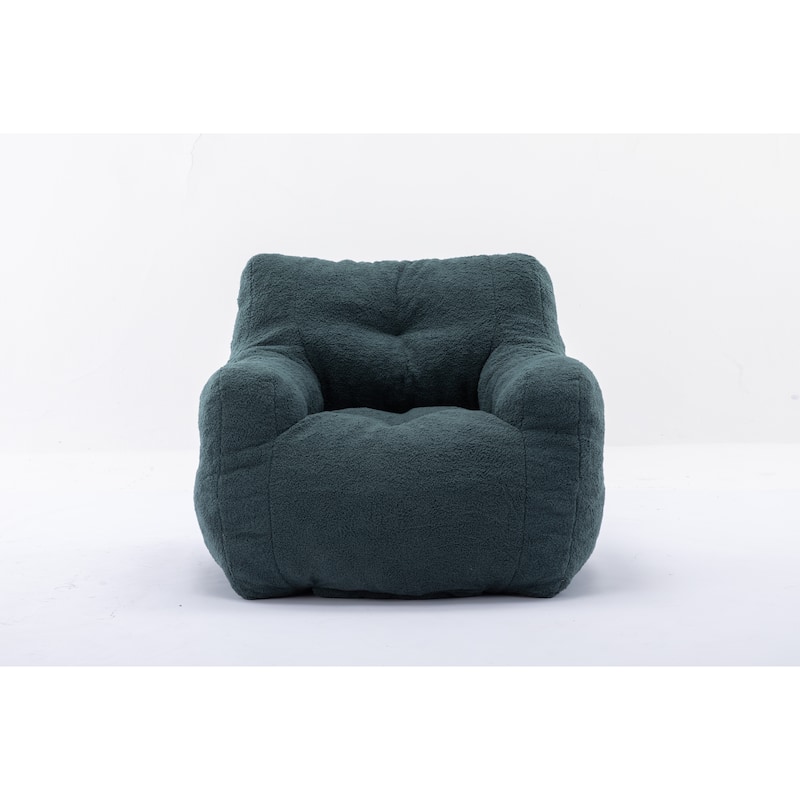 Soft Teddy Fabric Tufted Foam Bean Bag Chair With Teddy Fabric