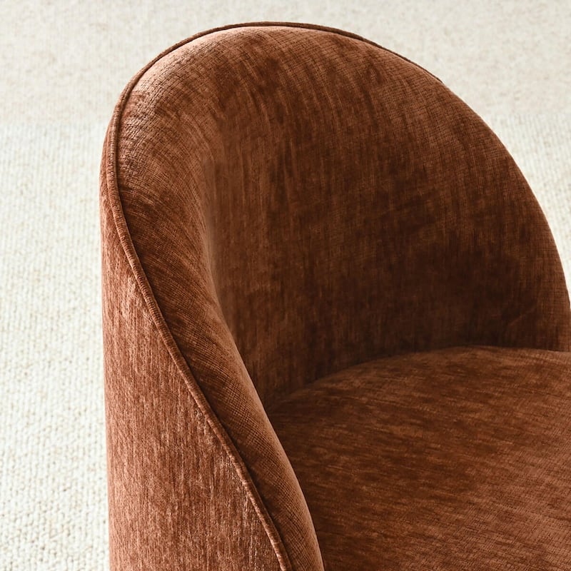 Chenille Rolling Upholstered Dining Chair with Wheels (Set of 4)