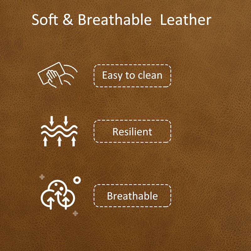 UIXE Genuine Leather Ottoman, Upholstered Ottoman for Living Room