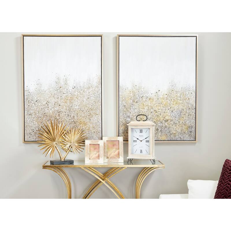 Large Inlaid Beige & Gold Vervain and Sentiment Grass Picture Frame 7.5 x 9