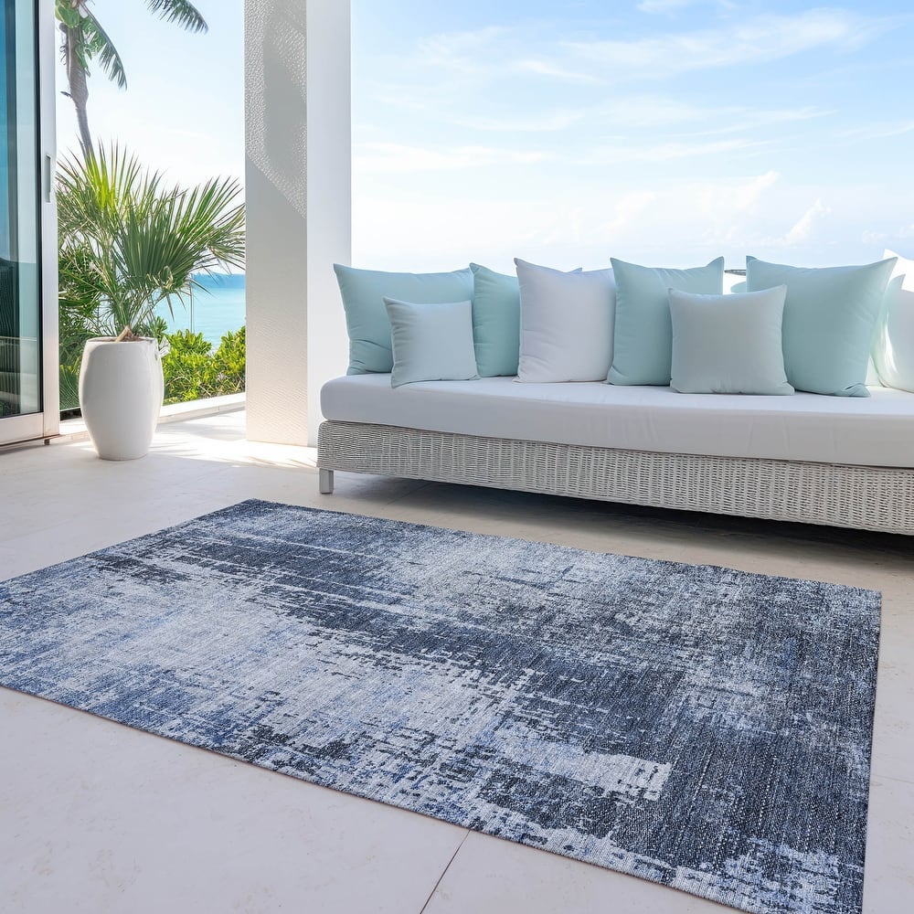 Machine Washable Indoor/ Outdoor Chantille Abstract Ombre Rug