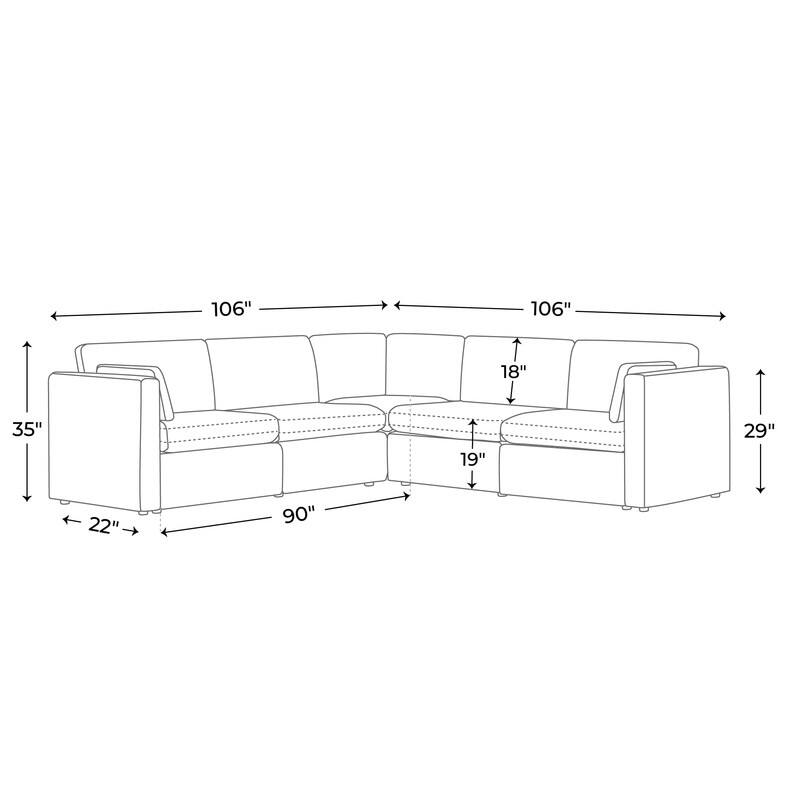 Spruce & Spring Mia Oversized Modular Sectional Fabric Sofa Set