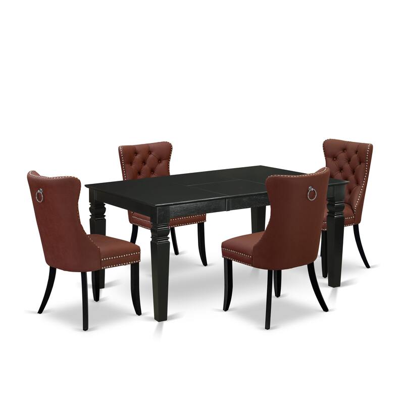 East West Furniture Dinette Set Contains a Rectangle Dining Table and Parson Chairs, Black (Pieces Options)