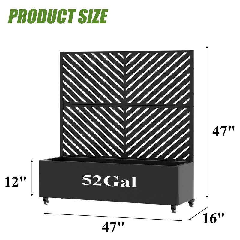 Outdoor Planters Metal Planter Box with Trellis with Wheels(Set of 2)