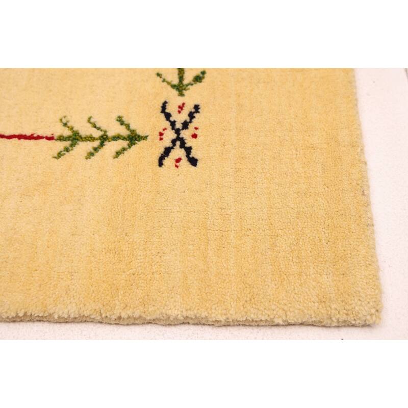 ECARPETGALLERY Hand Loomed Kashkuli Gabbeh Light Yellow Wool Rug - 3'11 x 5'8