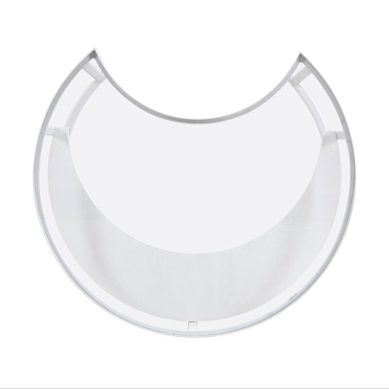 Minimalist Modern Moon-Shaped Coffee Table with Tempered Glass Top and Open Storage Shelf