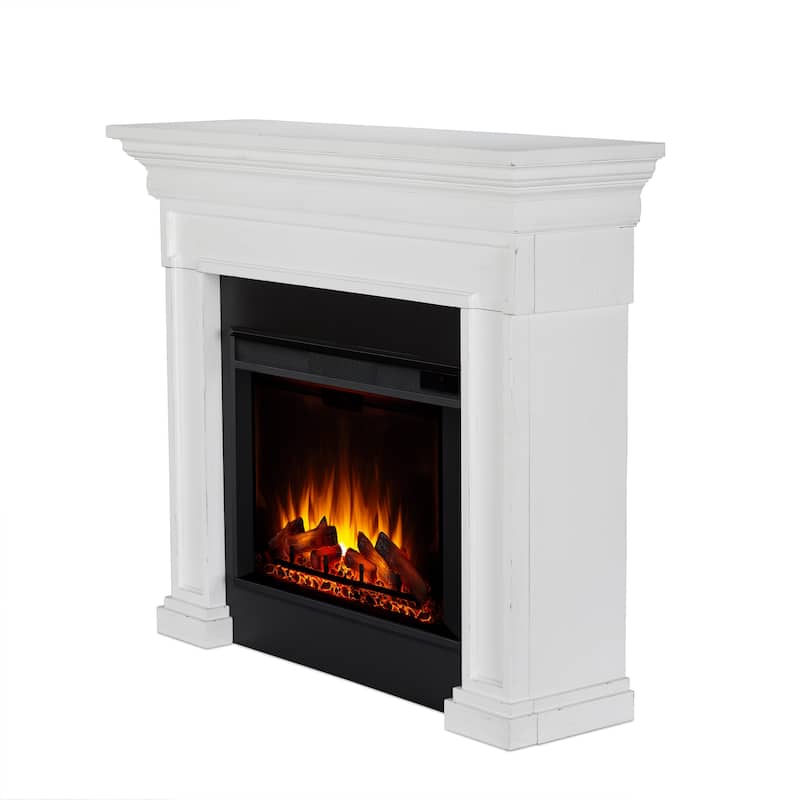 Emerson 56" Grand Electric Fireplace in Rustic White by Real Flame