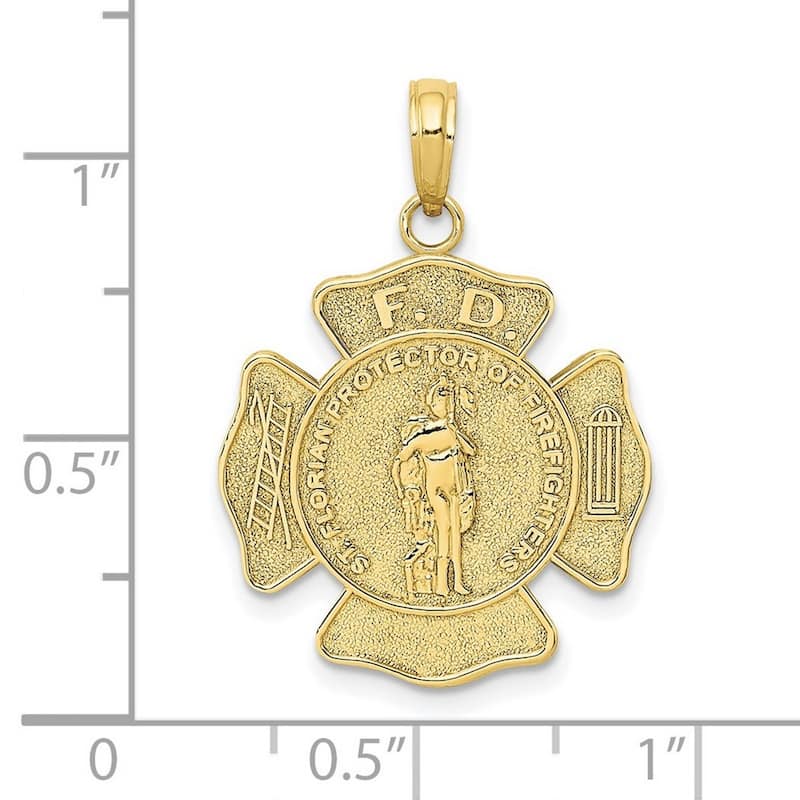 Curata 10k Yellow Gold 18" Womens Fire Dept. St. Florian Maltese Cross Necklace (19.79x29mm)