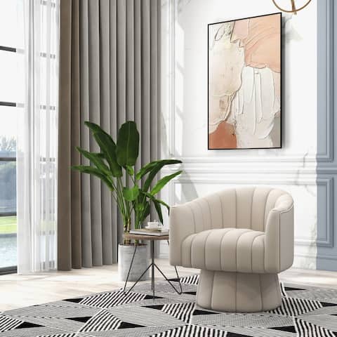 SEYNER Modern Glam Velvet Upholstered Swivel Accent Arm Barrel Chair for Living Room