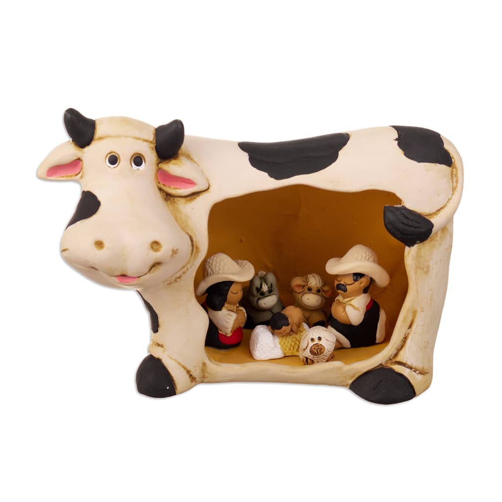 Novica Handmade Miracle Of The Farm Ceramic Nativity Scene