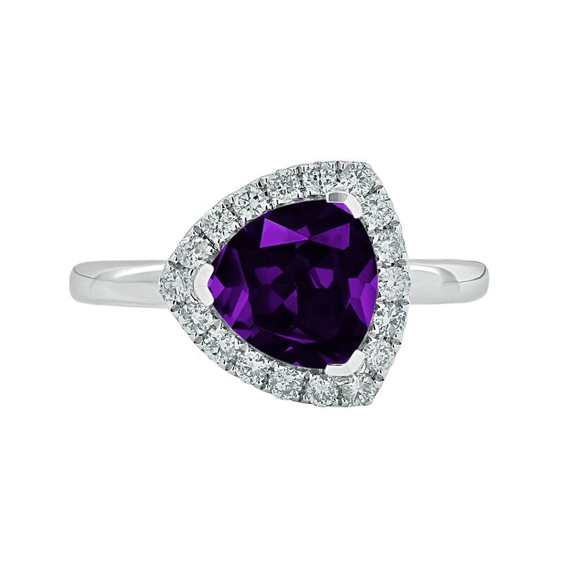 Auriya 1 1/4ct Trillion-cut Purple Amethyst Halo Diamond Engagement Ring 1/4ctw 14k Gold