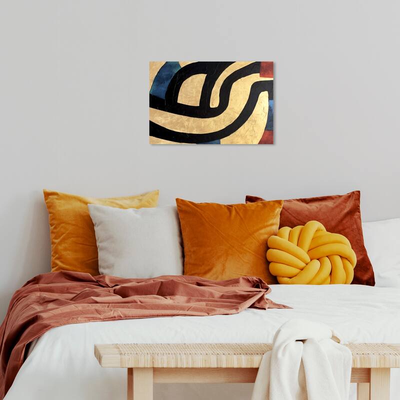 Wynwood Studio Canvas Abstract Klimt Version of Gold Gold and Metallic Gold Glam Wall Art Canvas Print - 24 x 16