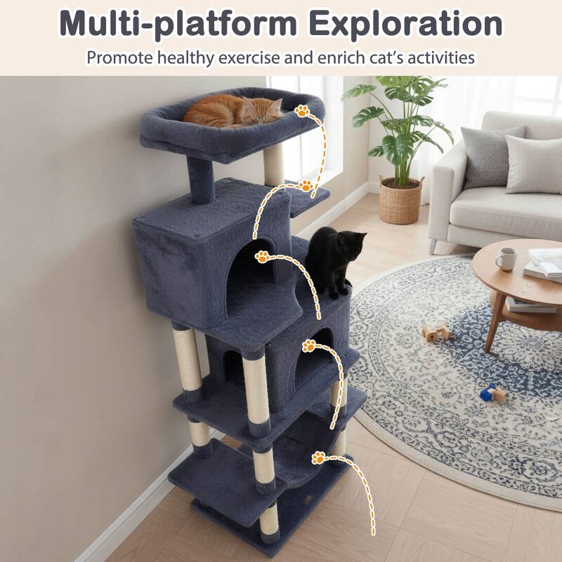 Costway 70” Large Cat Tree for Indoor Cats with Plush Top Perch, Dual - See Details