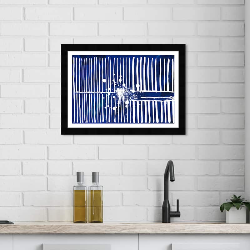 Wynwood Studio 'Love Forcefield Navy Velvet' Abstract Blue Wall Art Framed Print - 19 x 13