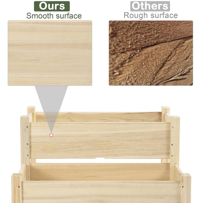 Double-Level Outdoor Planter Box Vegetables and Herbs with Drainage