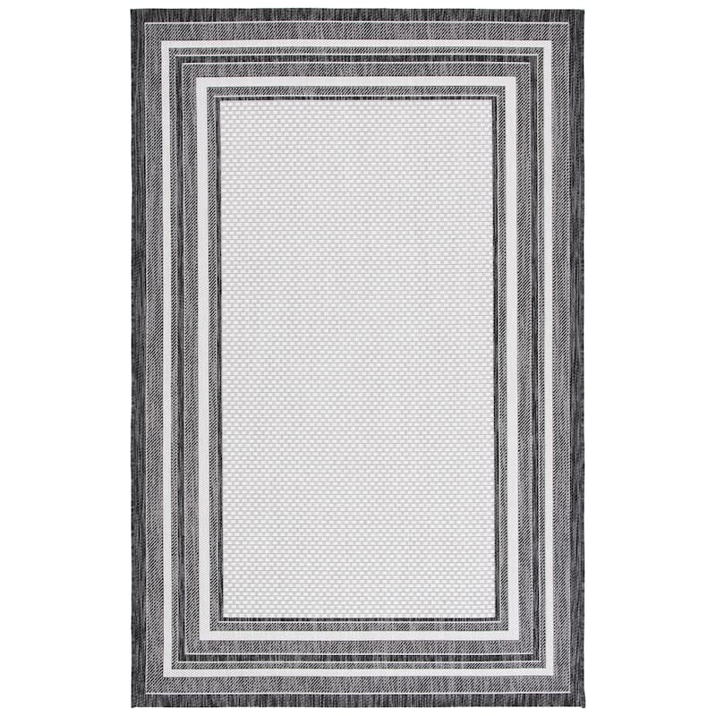 SAFAVIEH Courtyard Vickie Indoor/ Outdoor Waterproof Patio Backyard Rug - 2' x 3'7" - Ivory/Black