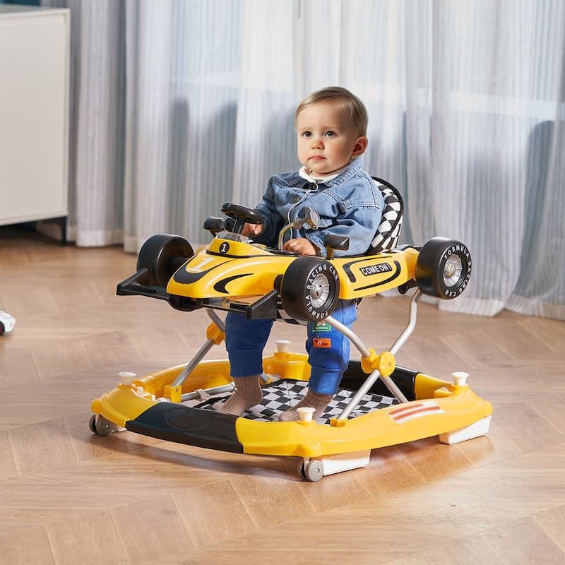 PP 4-in-1 Baby Walker with Wheels, Music and Foldable Design - 28.3” L x 27.6” W x 21.7” H