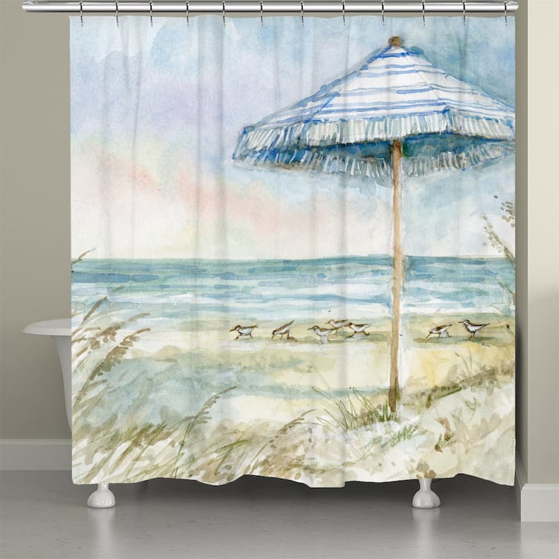 Laural Home Coastal Sanctuary Beach Umbrella Shower Curtain 71x72