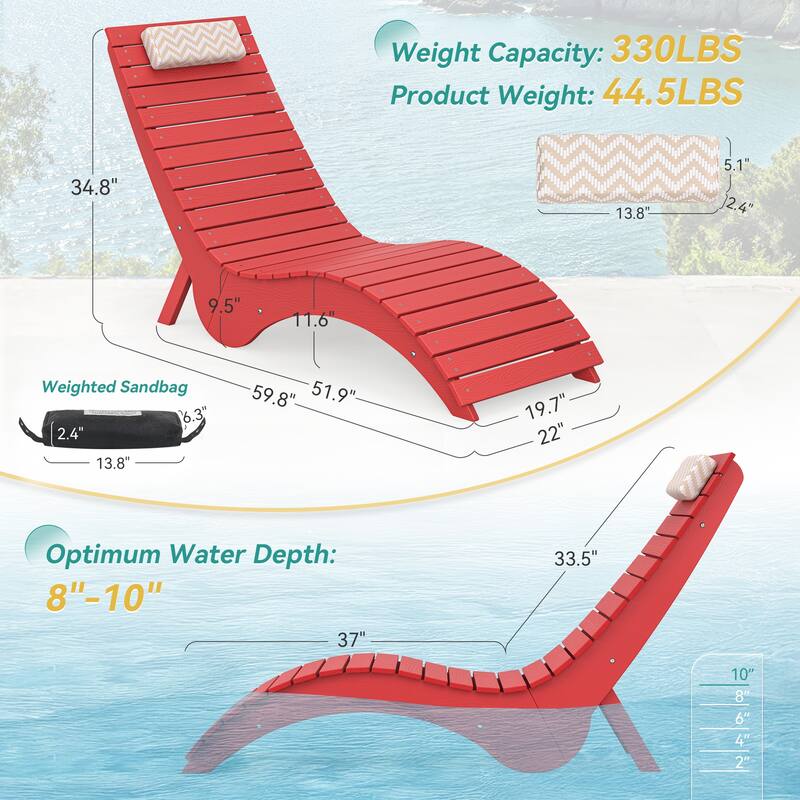 Water-Resistance Pool Lounger for Deck, Pool, or Courtyard