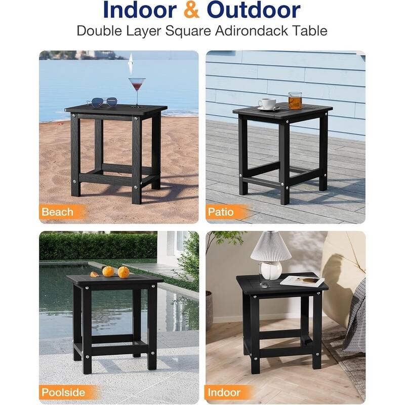 WINSOON HIPS All Weather Table Adirondack Square Side Table