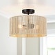 preview thumbnail 2 of 11, Dorn 2-Light Woven Rope Drum Semi-Flush Mount Ceiling Light - 14"W