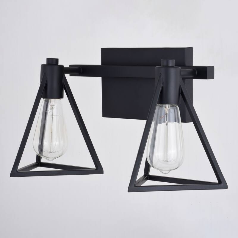 Ravenna Matte Black Contemporary Bathroom Vanity Lighting Fixture, Metal Cage Shade, Dimmable, LED Compatible, Over Mirror Mount