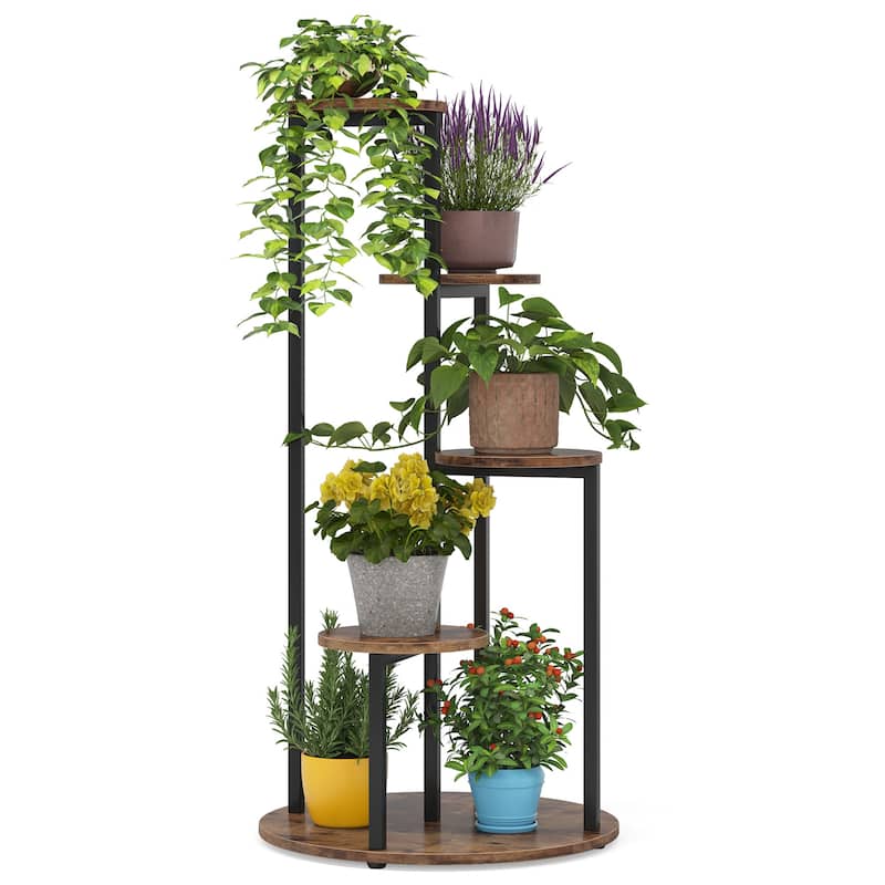 4-Tier Plant Stand Indoor, Wood Plant Flower Shelf Holders for Balcony