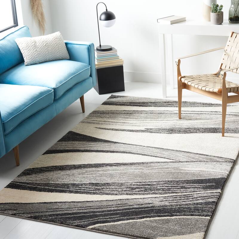SAFAVIEH Retro Coralie Modern Abstract Rug - 5'3" x 8' - Light Grey/Ivory