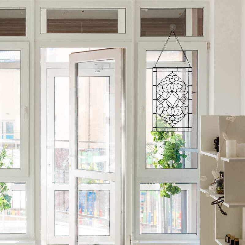 River of Goods 20-Inch Floral Clear Glass Window Panel - 12" x 0.25" x 20"