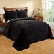 preview thumbnail 46 of 78, Better Trends Rio Collection in Floral Design 100% Cotton Tufted Unique Luxurious Machine Washable Tumble Dry Black - King