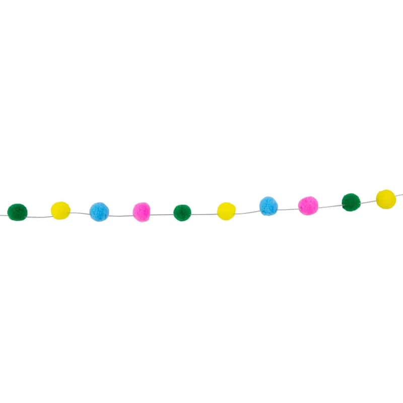 9' Multi-color Plush Snowball Christmas Garland