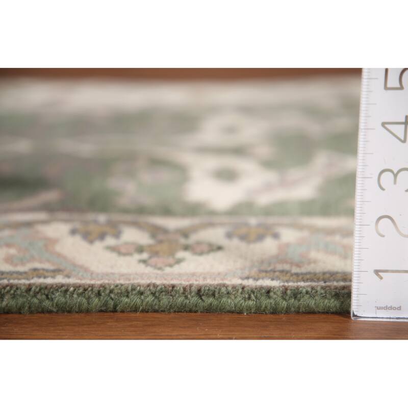 Green Oushak Style Runner Rug Hand-knotted Wool Carpet - 2'7"x 10'0"
