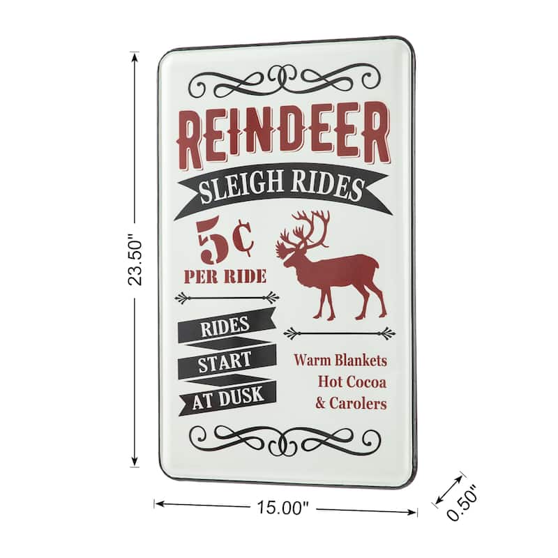 Glitzhome Christmas Farmhouse Metal Reindeer Wall Sign Decor