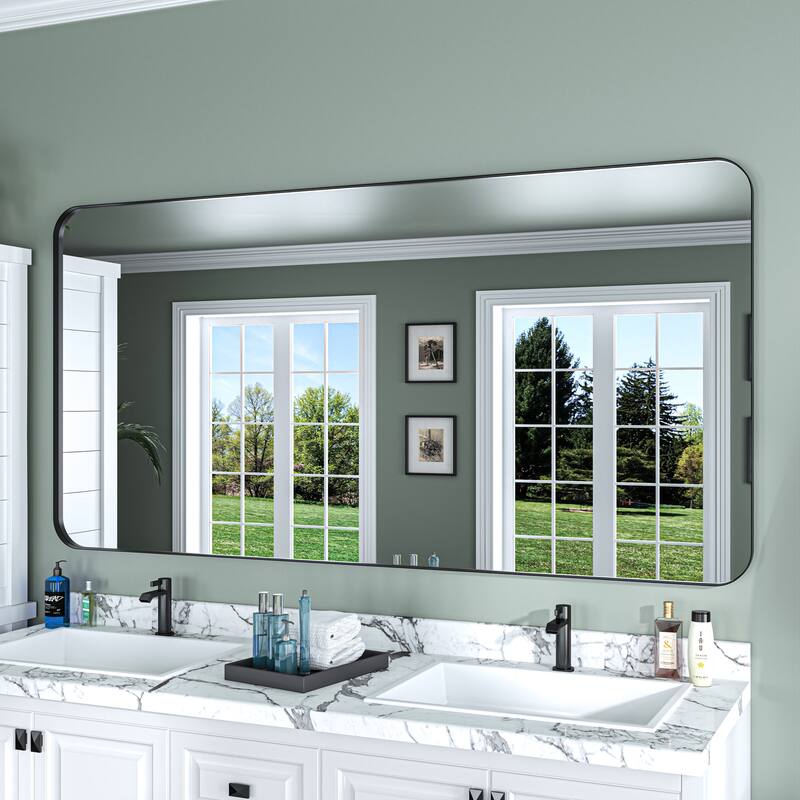 TOOLKISS Aluminum Alloy Round & Right Angle Frame Vanity Mirror