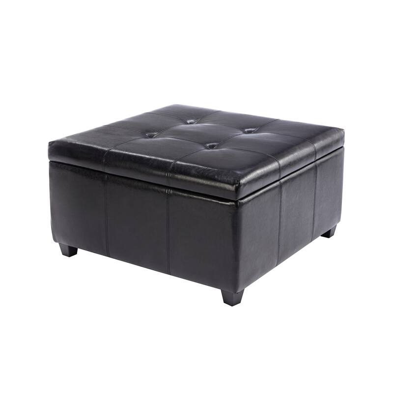 Porthos Home Jara Faux Leather Flip Top Square Storage Ottoman
