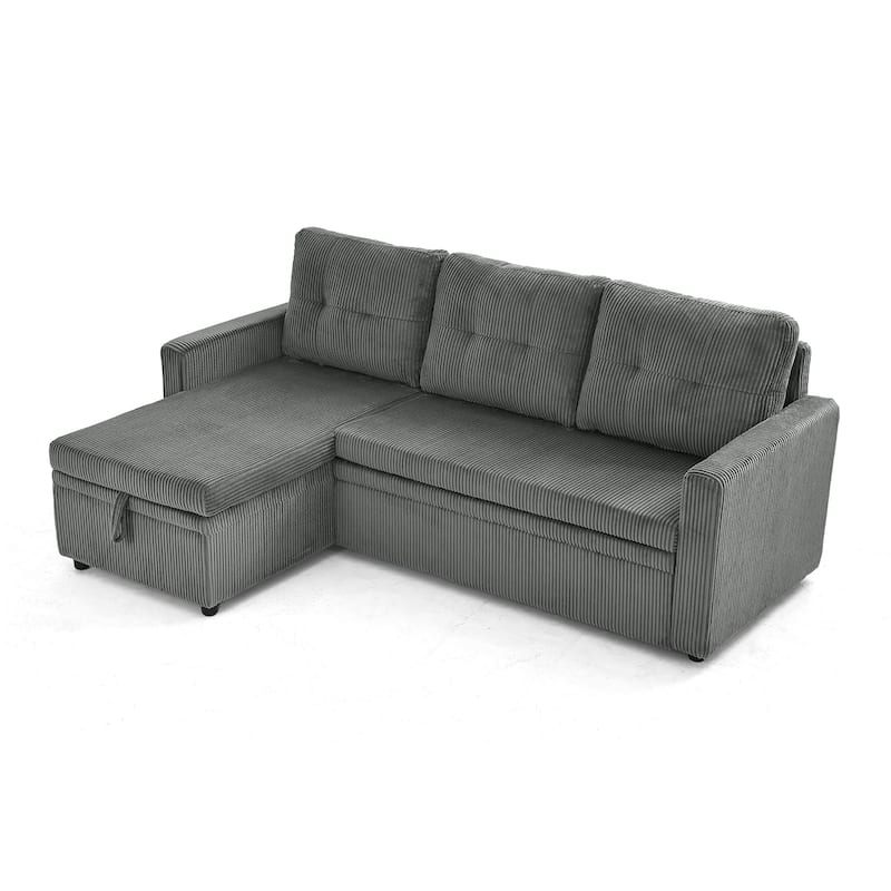 Modern Pull Out Sectional Sofa Bed Couch with Storage Chaise for Living Room