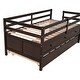 preview thumbnail 10 of 9, Low Loft Bed Twin Size with Full Safety Fence, Climbing ladder, Storage Drawers and Trundle White Solid Wood Bed